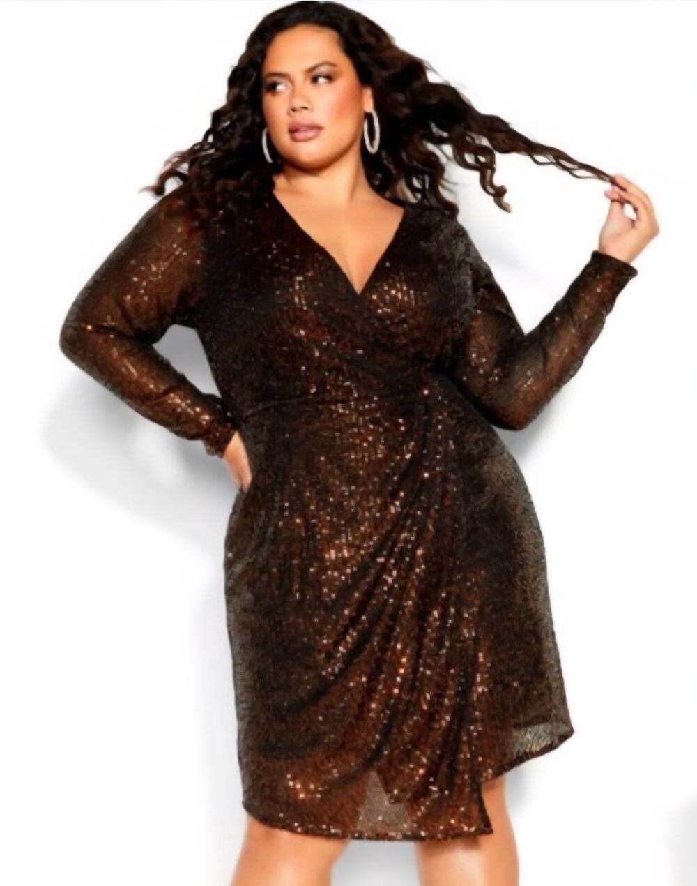 CITY CHIC ALL OVER SEQUINS Razzle Formal Dress - Bronze GLOW GOLD Plus Size - 20